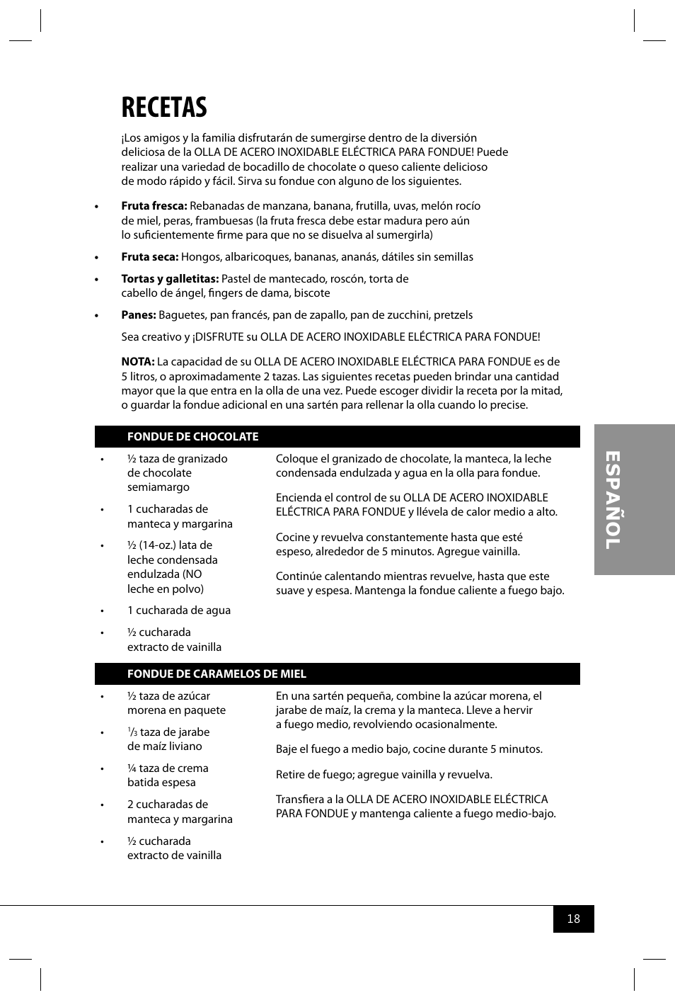 Recetas | Nostalgia Electrics FPR200 SERIES User Manual | Page 20 / 34