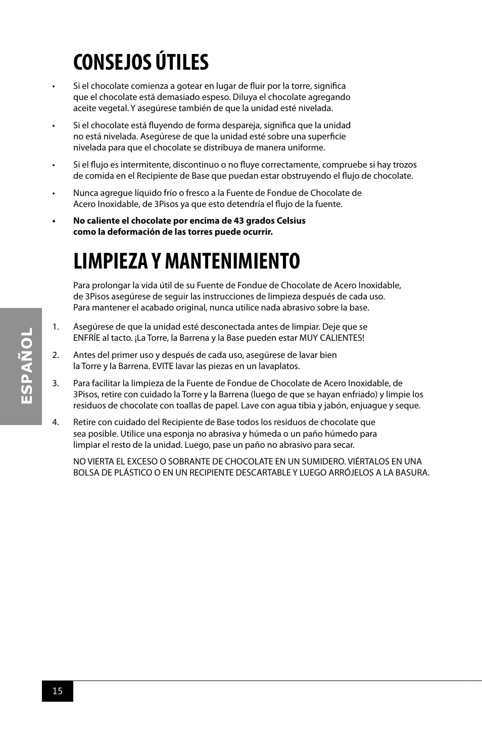 Consejos útiles, Limpieza y mantenimiento | Nostalgia Electrics CFF986 User Manual | Page 17 / 28