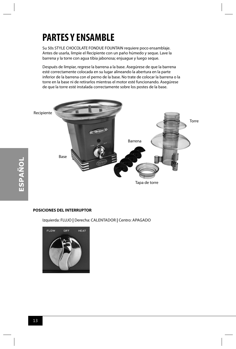 Partes y ensamble | Nostalgia Electrics RFF600 SERIES User Manual | Page 15 / 26