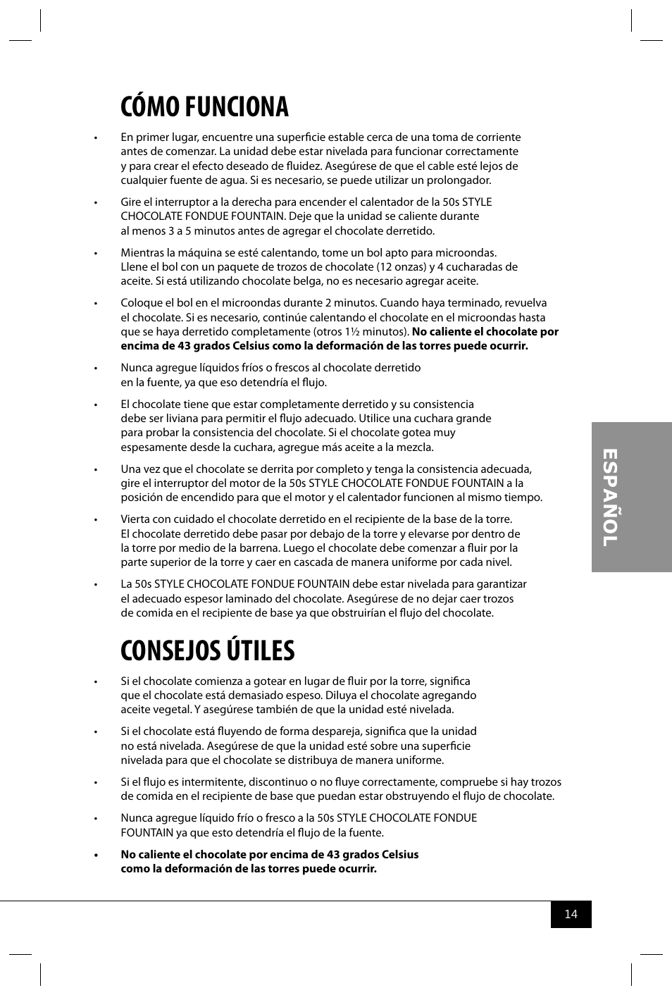 Cómo funciona, Consejos útiles | Nostalgia Electrics RFF600 SERIES User Manual | Page 16 / 26