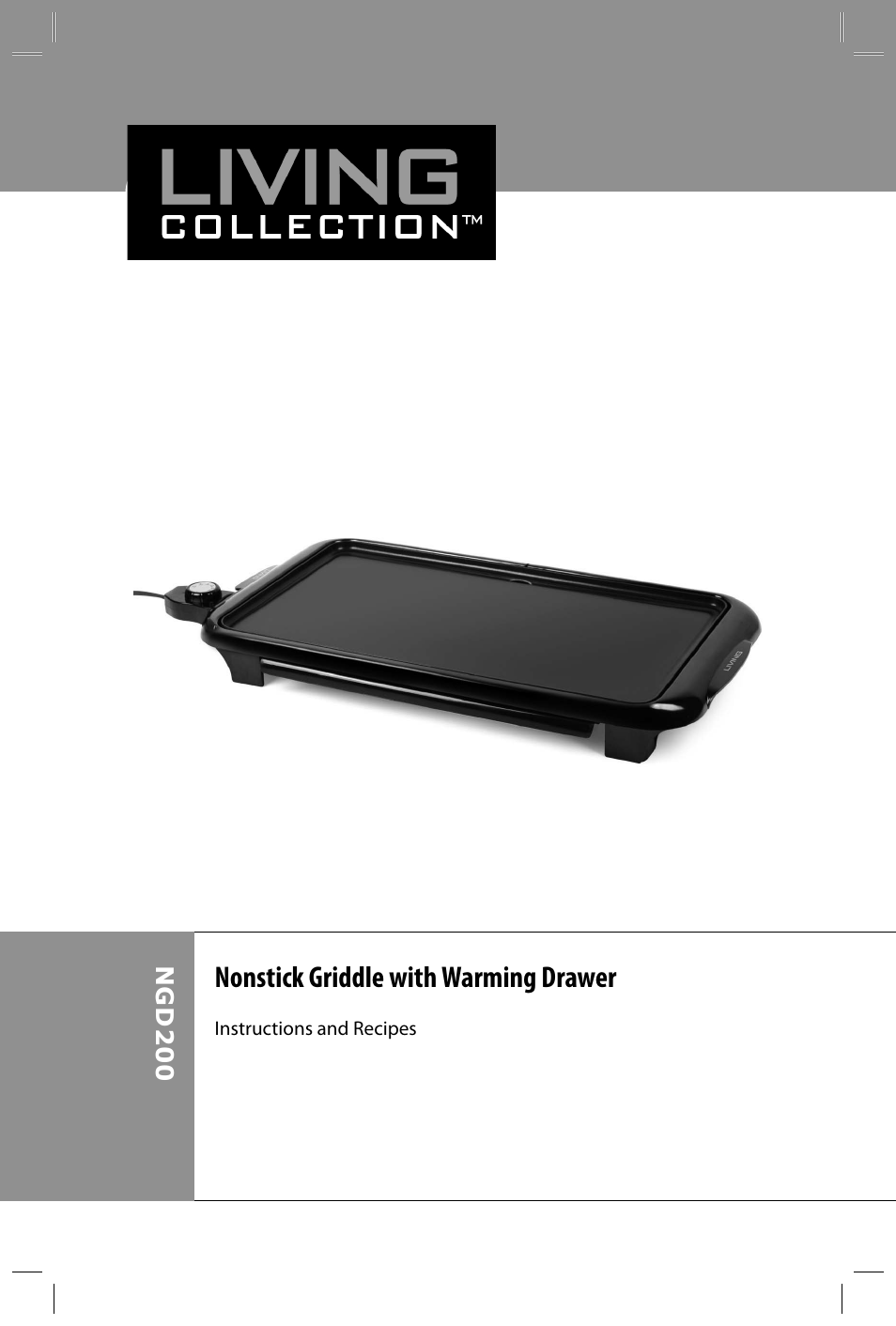 Nonstick griddle with warming drawer | Nostalgia Electrics NGD200 User Manual | Page 2 / 12