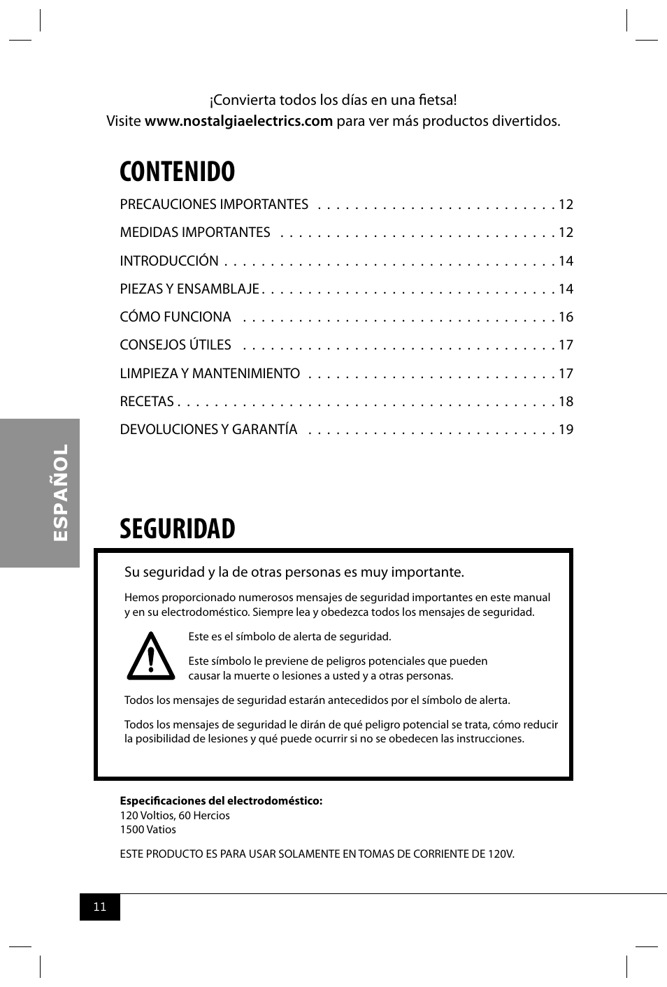 Nostalgia Electrics BSET300 SERIES User Manual | Page 13 / 31