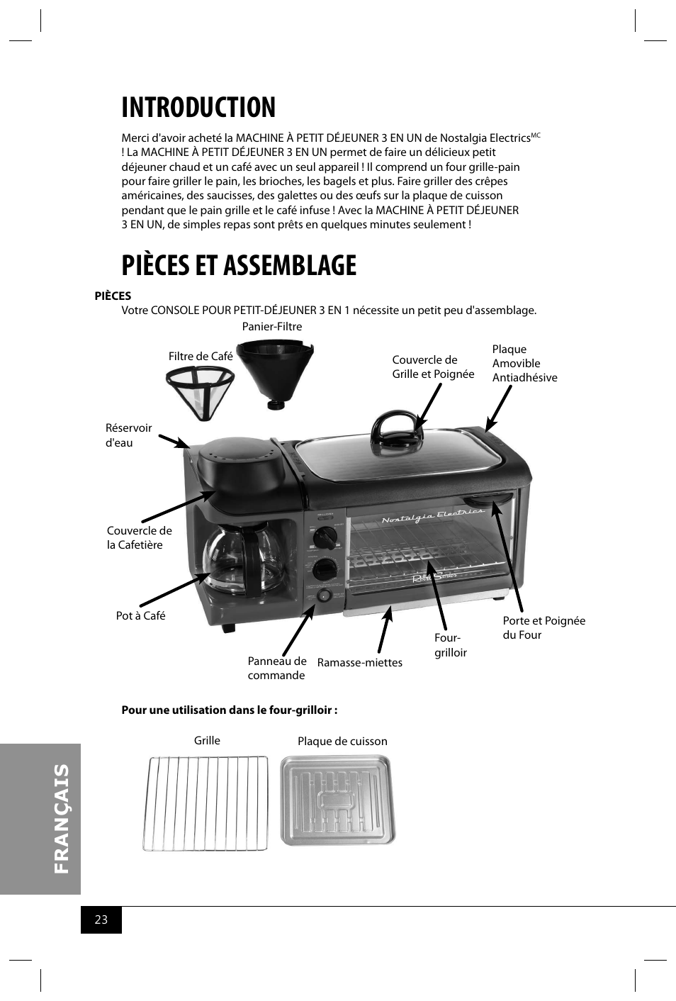 Introduction, Pièces et assemblage | Nostalgia Electrics BSET300 SERIES User Manual | Page 25 / 31