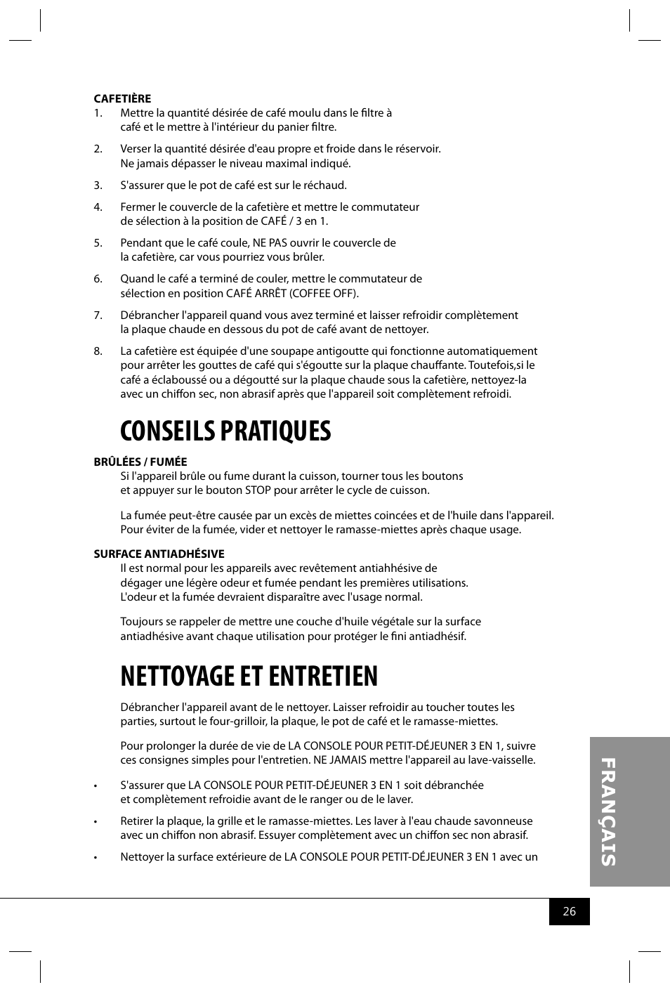 Conseils pratiques, Nettoyage et entretien | Nostalgia Electrics BSET300 SERIES User Manual | Page 28 / 31