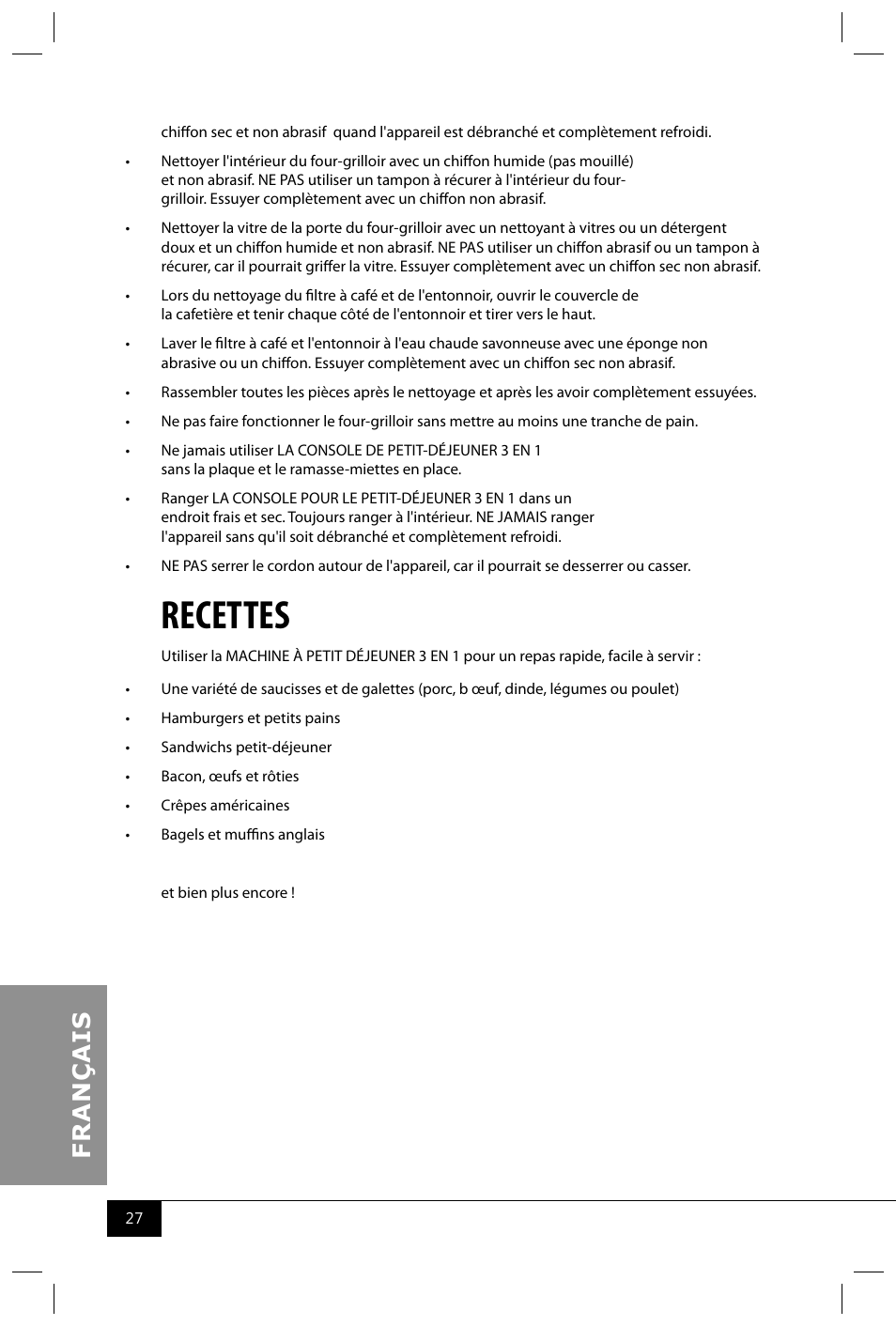 Recettes | Nostalgia Electrics BSET300 SERIES User Manual | Page 29 / 31