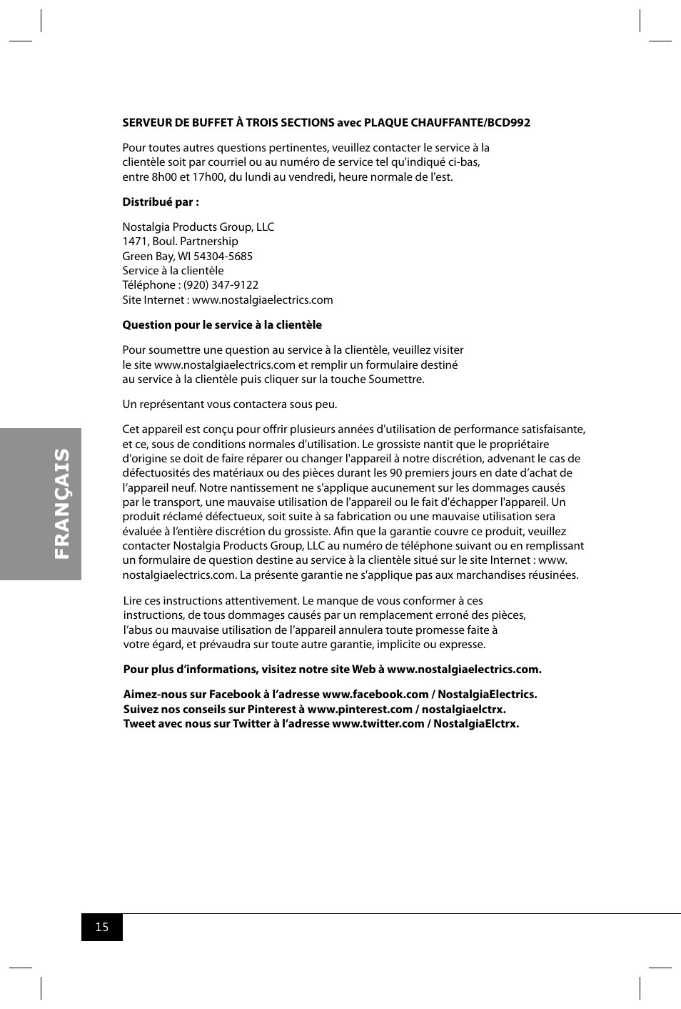 Nostalgia Electrics BCD992 User Manual | Page 17 / 26