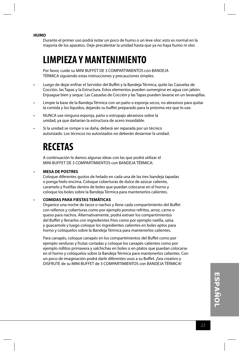 Limpieza y mantenimiento, Recetas | Nostalgia Electrics BCD122 User Manual | Page 24 / 26
