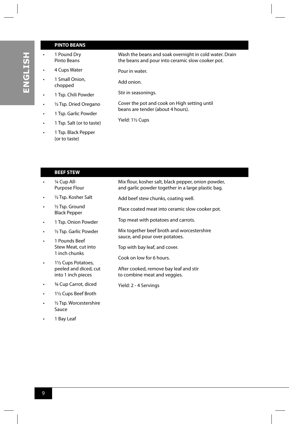En g li s h | Nostalgia Electrics TSC150 SERIES User Manual | Page 11 / 40