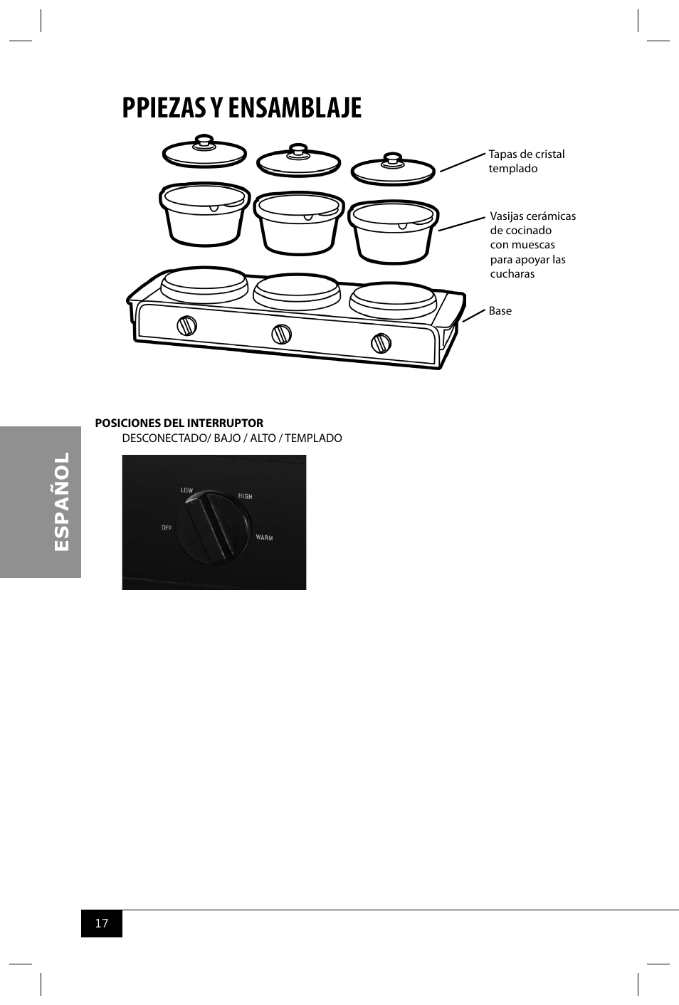 Ppiezas y ensamblaje | Nostalgia Electrics TSC150 SERIES User Manual | Page 19 / 40
