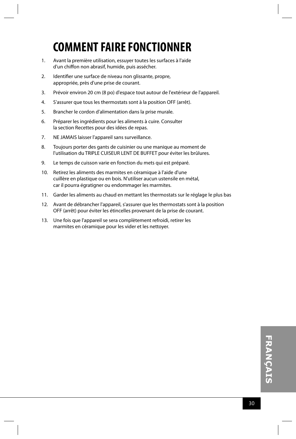 Comment faire fonctionner | Nostalgia Electrics TSC150 SERIES User Manual | Page 32 / 40
