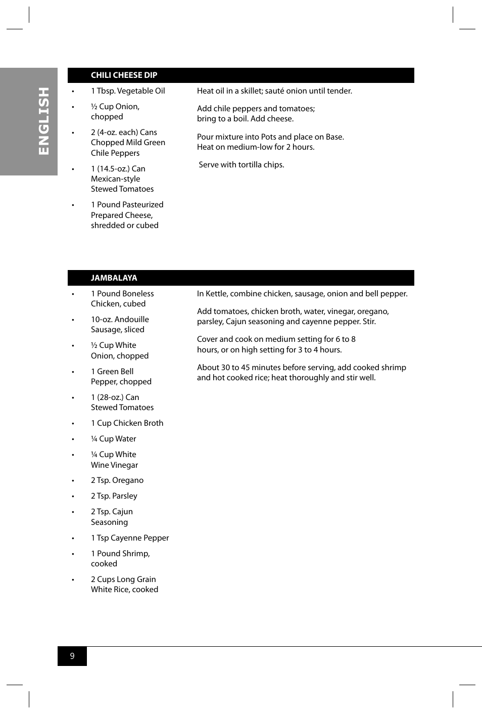 En g li s h | Nostalgia Electrics TDO200SS User Manual | Page 11 / 42