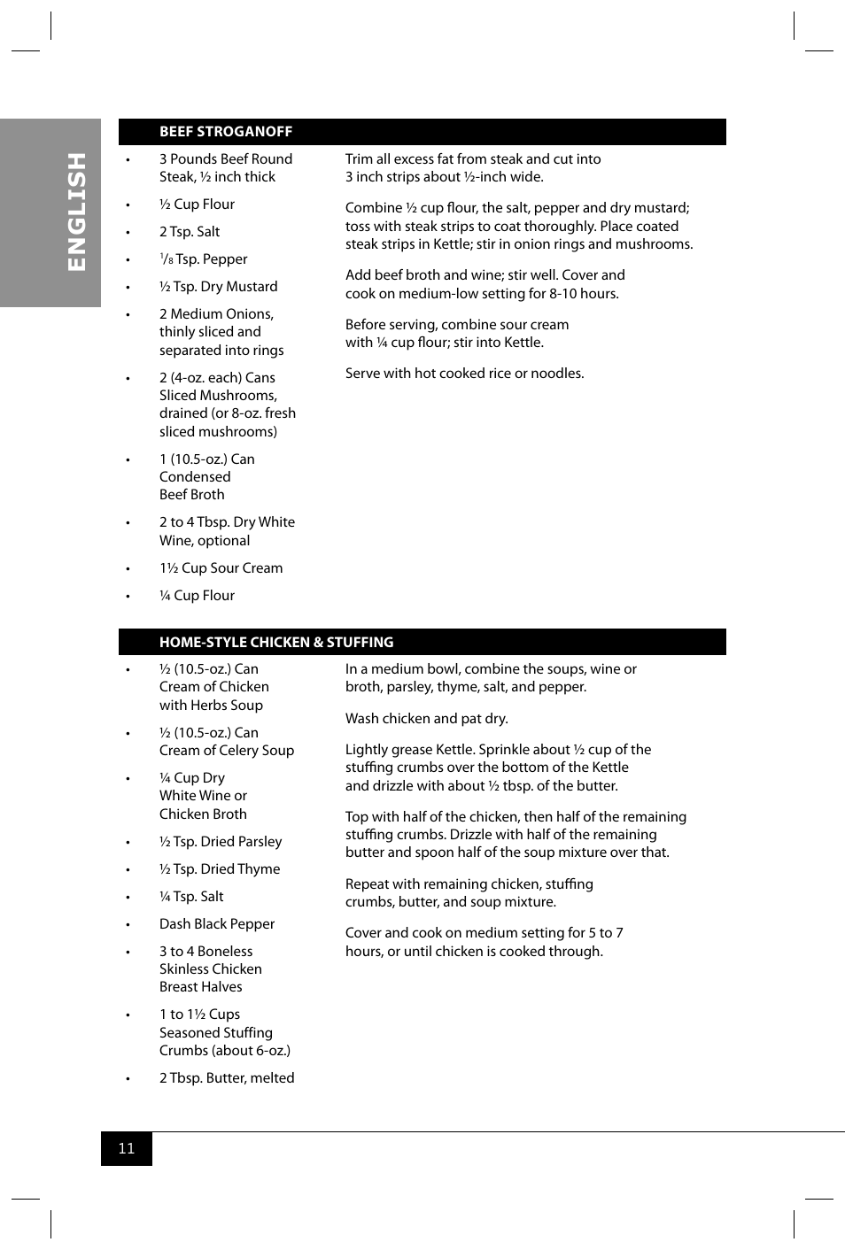 En g li s h | Nostalgia Electrics TDO200SS User Manual | Page 13 / 42