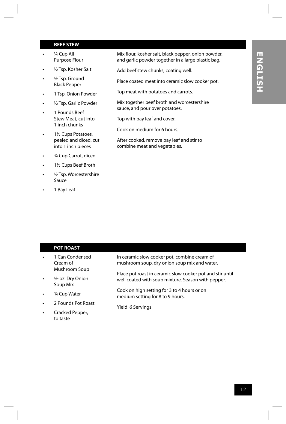 En g li s h | Nostalgia Electrics TDO200SS User Manual | Page 14 / 42