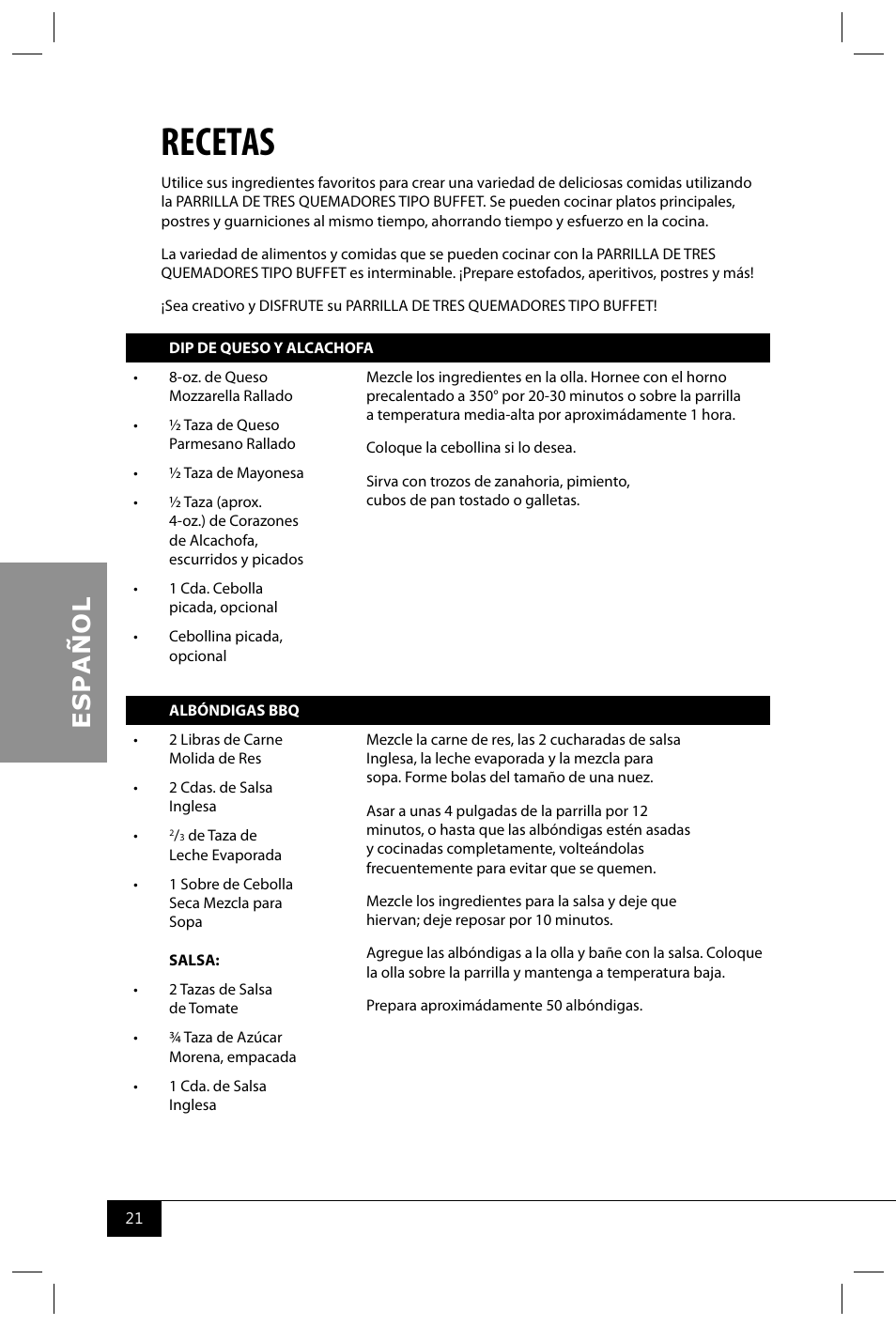 Recetas | Nostalgia Electrics TDO200SS User Manual | Page 23 / 42