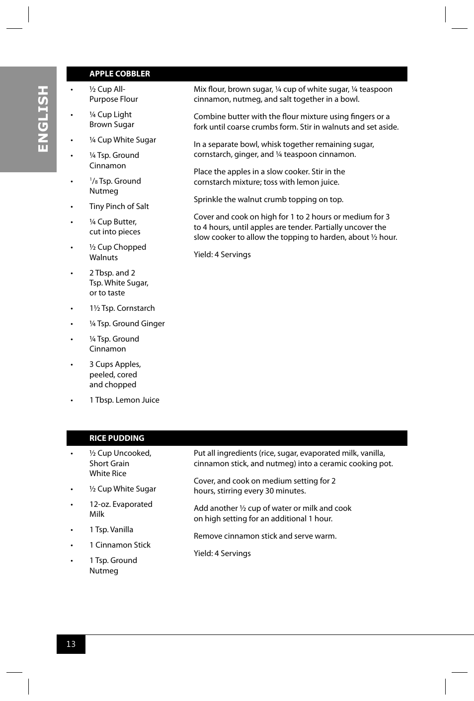 En g li s h | Nostalgia Electrics TDO150SS User Manual | Page 15 / 42