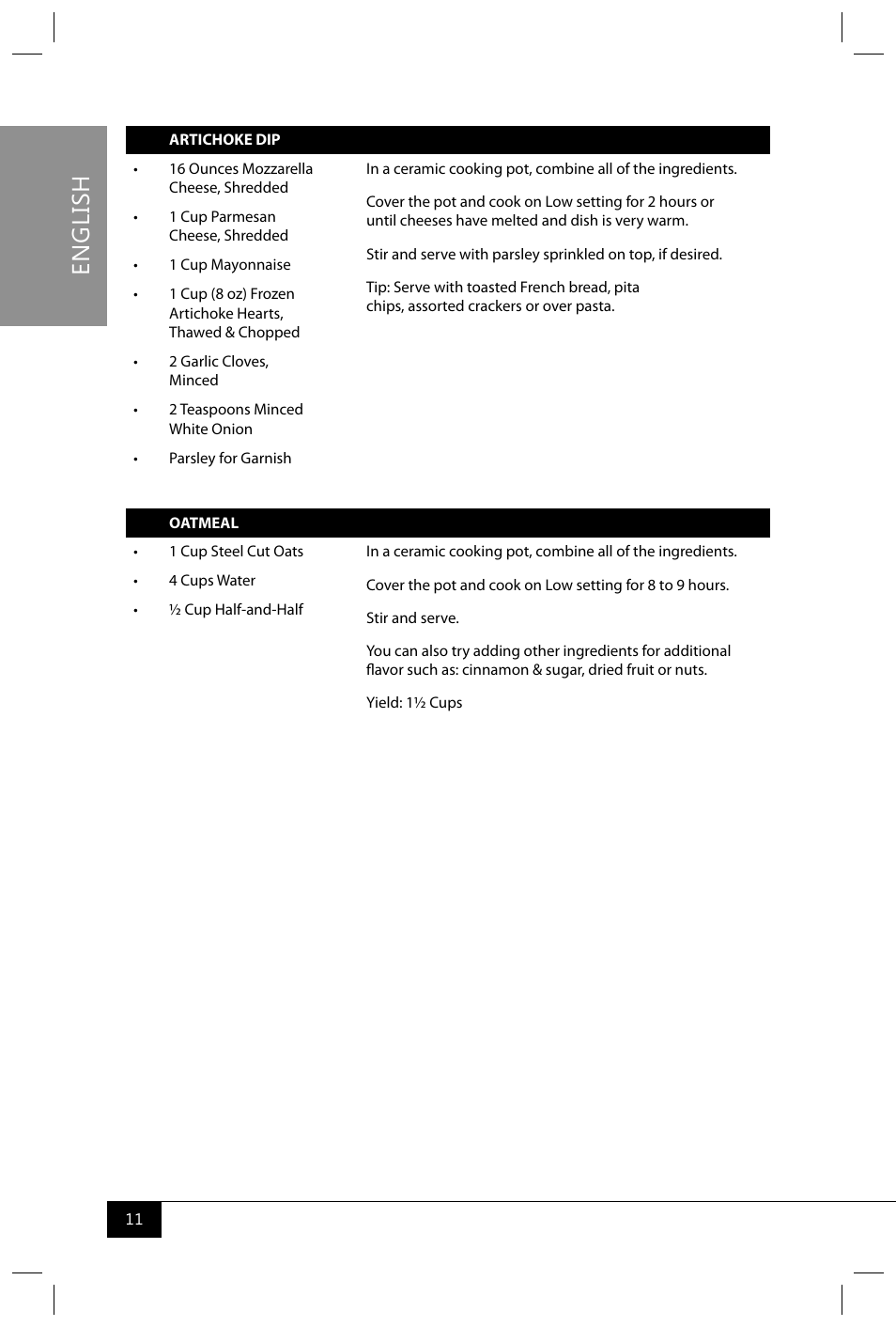 En g li sh | Nostalgia Electrics TSC250 SERIES User Manual | Page 13 / 16