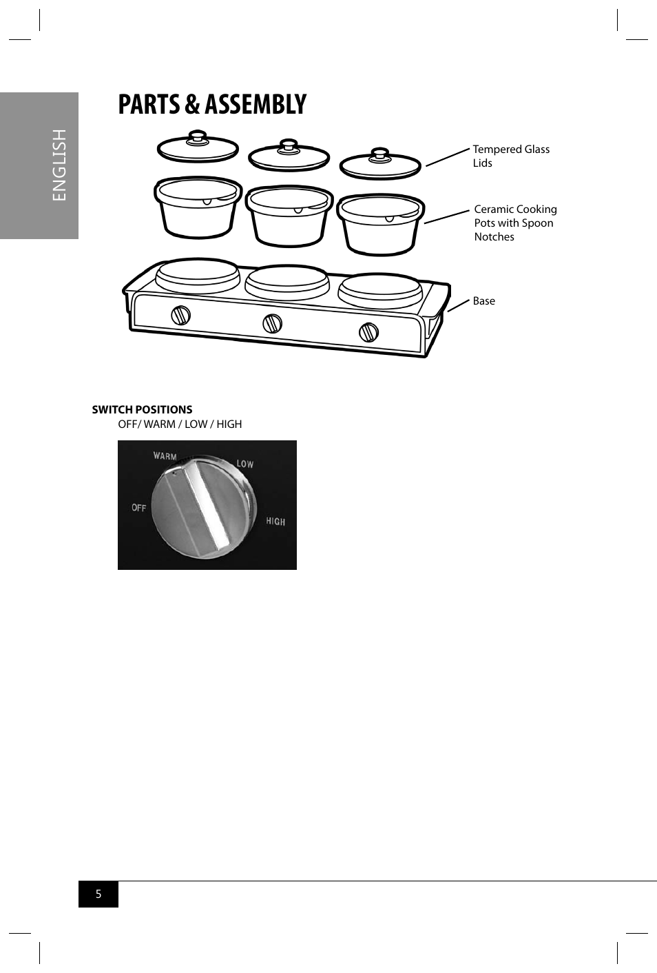 Parts & assembly, En g li sh | Nostalgia Electrics TSC250 SERIES User Manual | Page 7 / 16