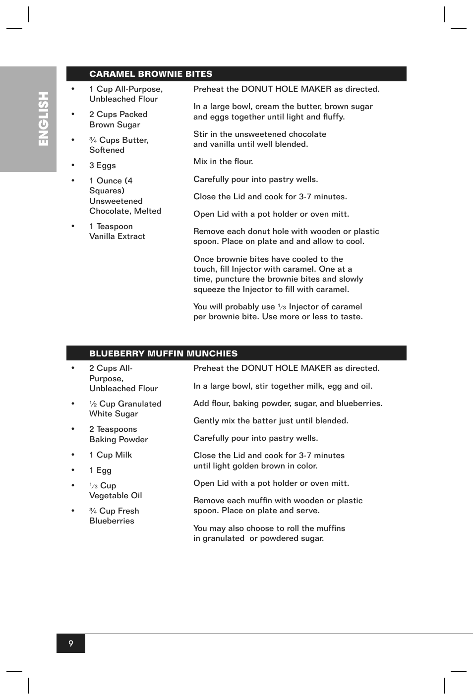 English | Nostalgia Electrics JFD100 SERIES User Manual | Page 11 / 36