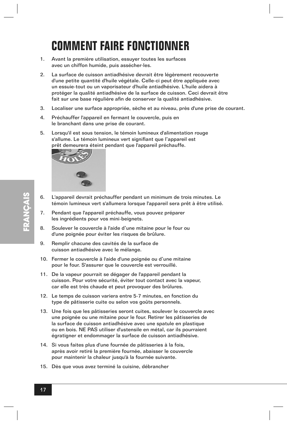 Comment faire fonctionner, Français | Nostalgia Electrics JFD100 SERIES User Manual | Page 19 / 36