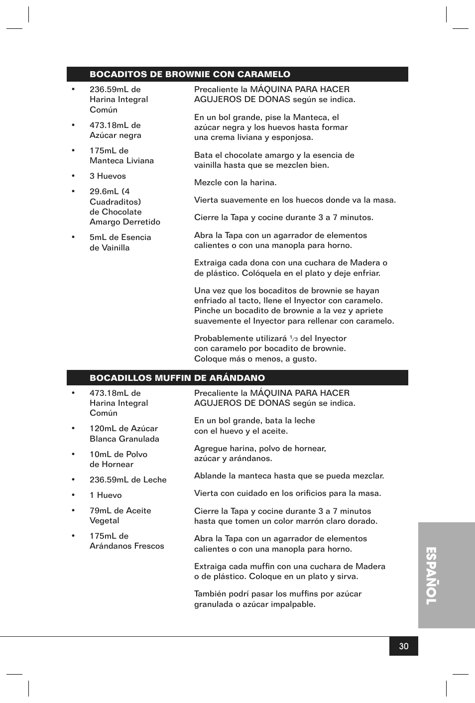 Esp añol | Nostalgia Electrics JFD100 SERIES User Manual | Page 32 / 36
