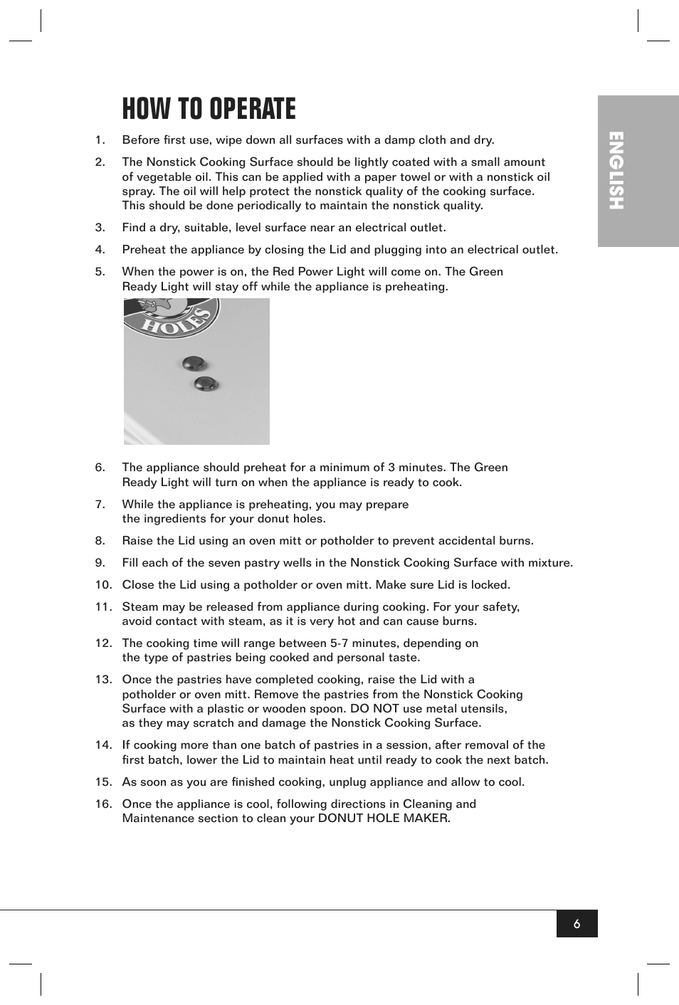 How to operate, English | Nostalgia Electrics JFD100 SERIES User Manual | Page 8 / 36