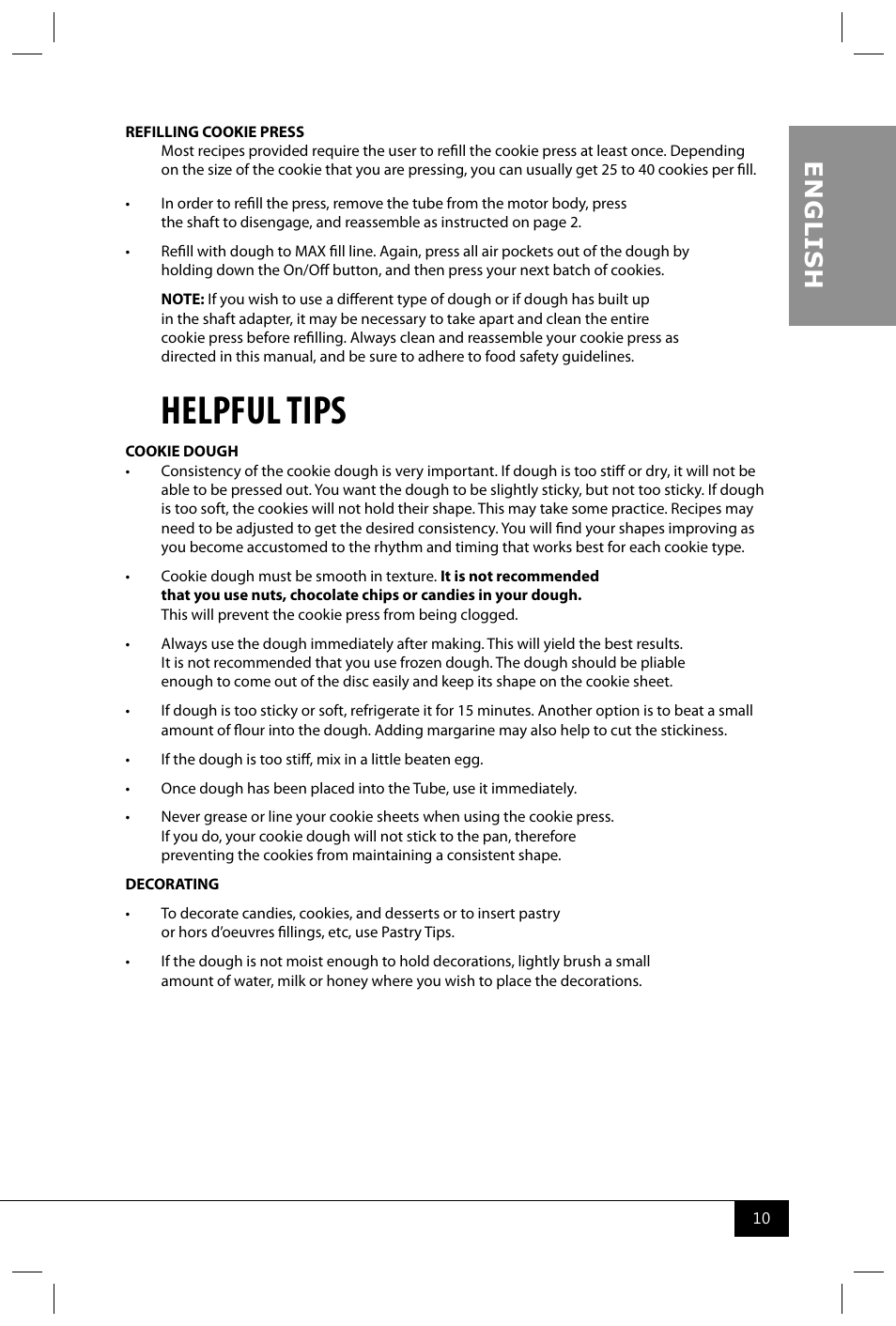 Helpful tips, En g li s h | Nostalgia Electrics CDP200 RED User Manual | Page 12 / 54