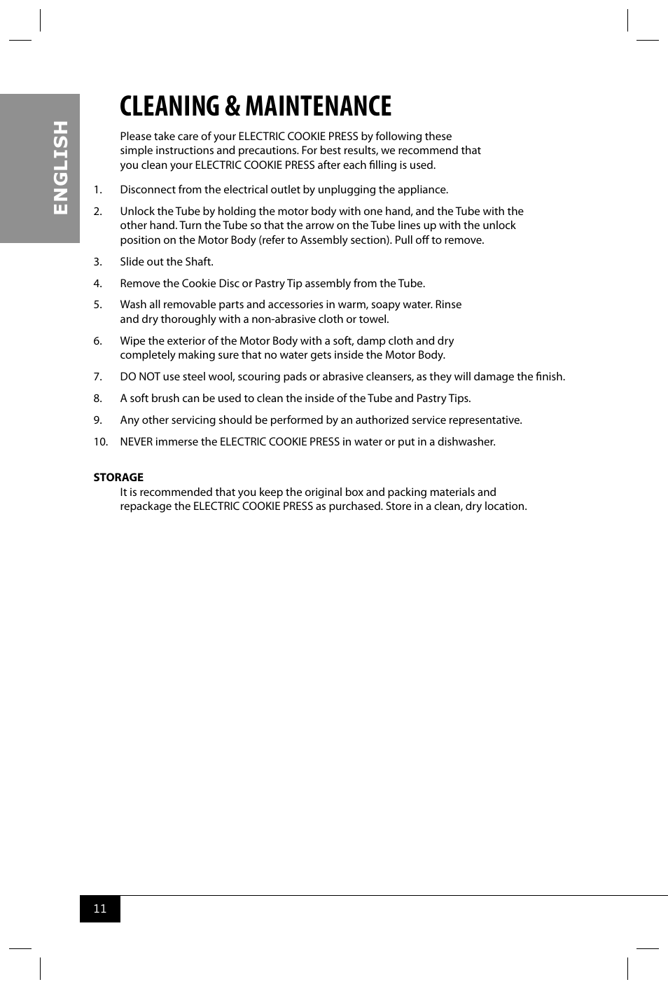 Cleaning & maintenance, En g li s h | Nostalgia Electrics CDP200 RED User Manual | Page 13 / 54