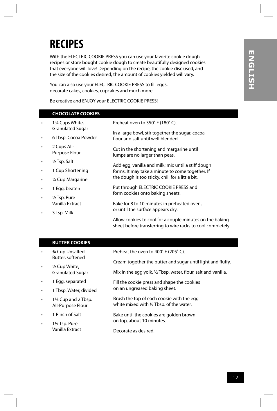 Recipes, En g li s h | Nostalgia Electrics CDP200 RED User Manual | Page 14 / 54