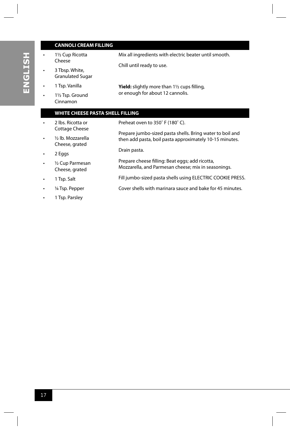 En g li s h | Nostalgia Electrics CDP200 RED User Manual | Page 19 / 54