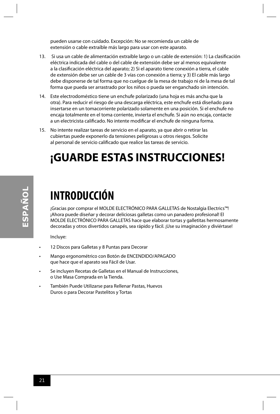 Introducción, Guarde estas instrucciones | Nostalgia Electrics CDP200 RED User Manual | Page 23 / 54