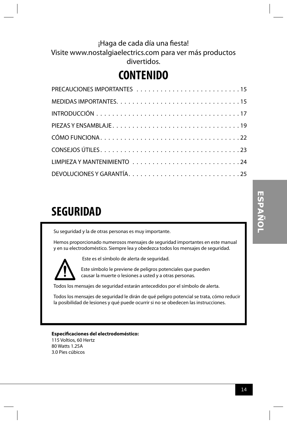 Nostalgia Electrics RRF300SDD SERIES User Manual | Page 16 / 39