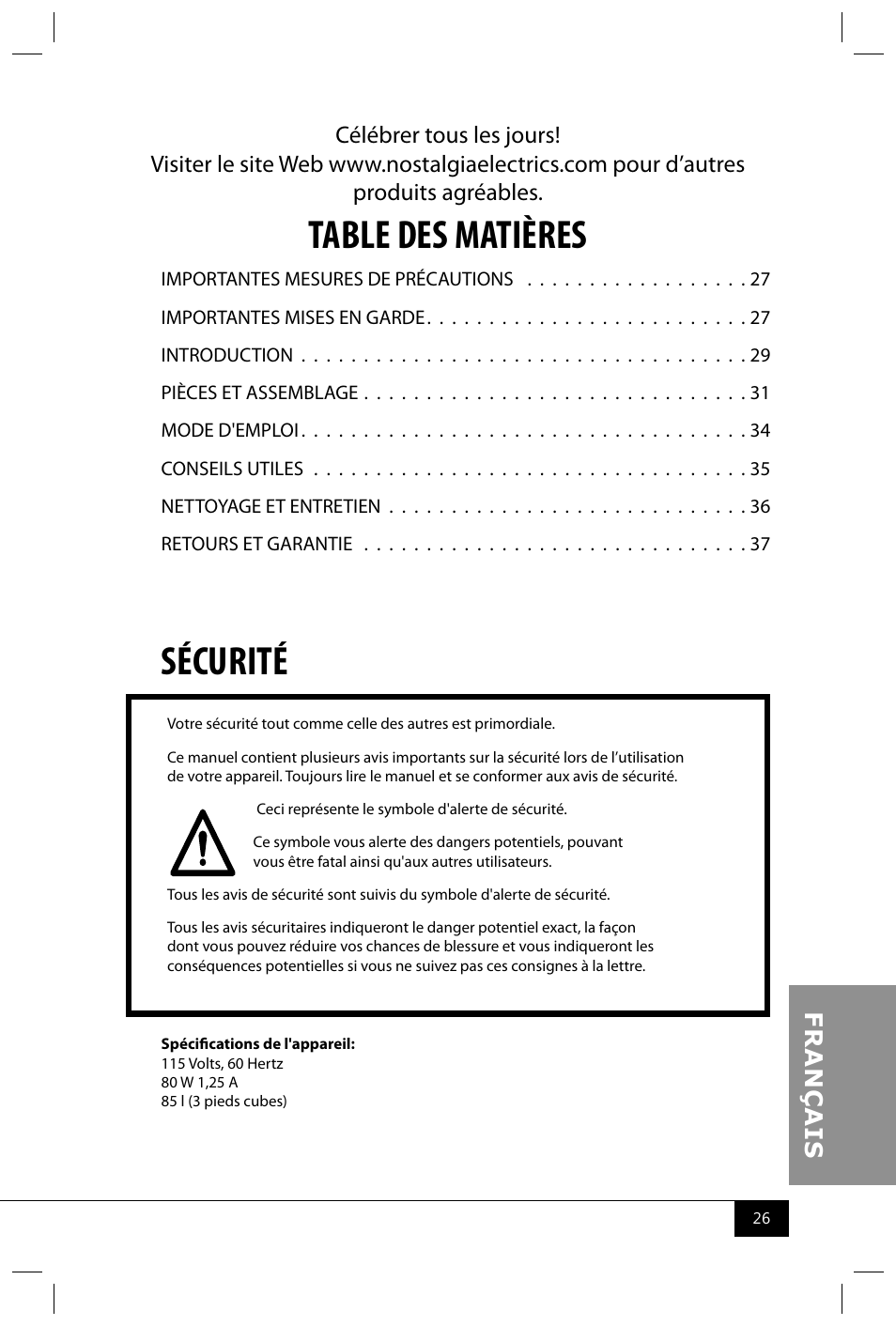 Nostalgia Electrics RRF300SDD SERIES User Manual | Page 28 / 39