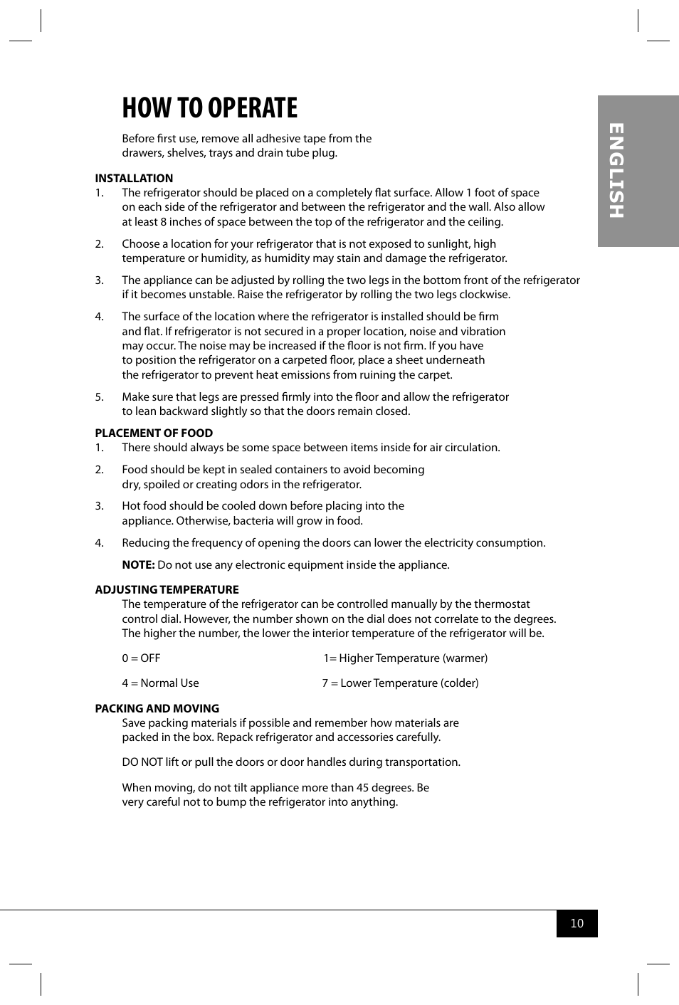 How to operate, En g li s h | Nostalgia Electrics RRF300DNC SERIES User Manual | Page 12 / 39