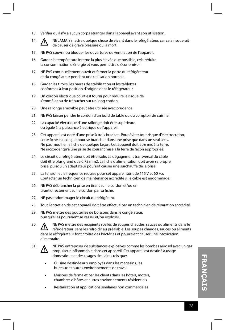 Nostalgia Electrics RRF300DNC SERIES User Manual | Page 30 / 39