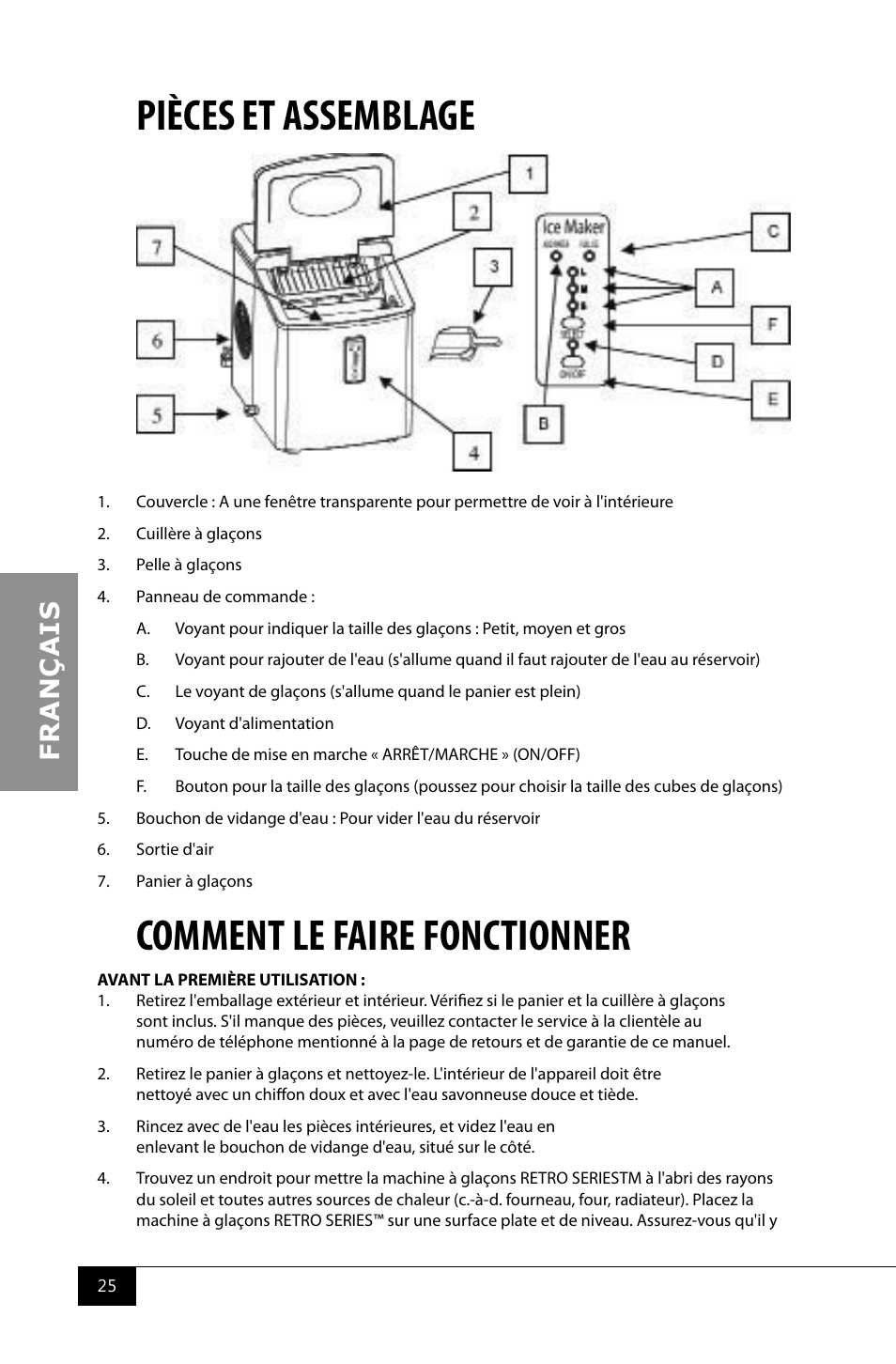 Pièces et assemblage, Comment le faire fonctionner | Nostalgia Electrics RIC100 SERIES User Manual | Page 27 / 32