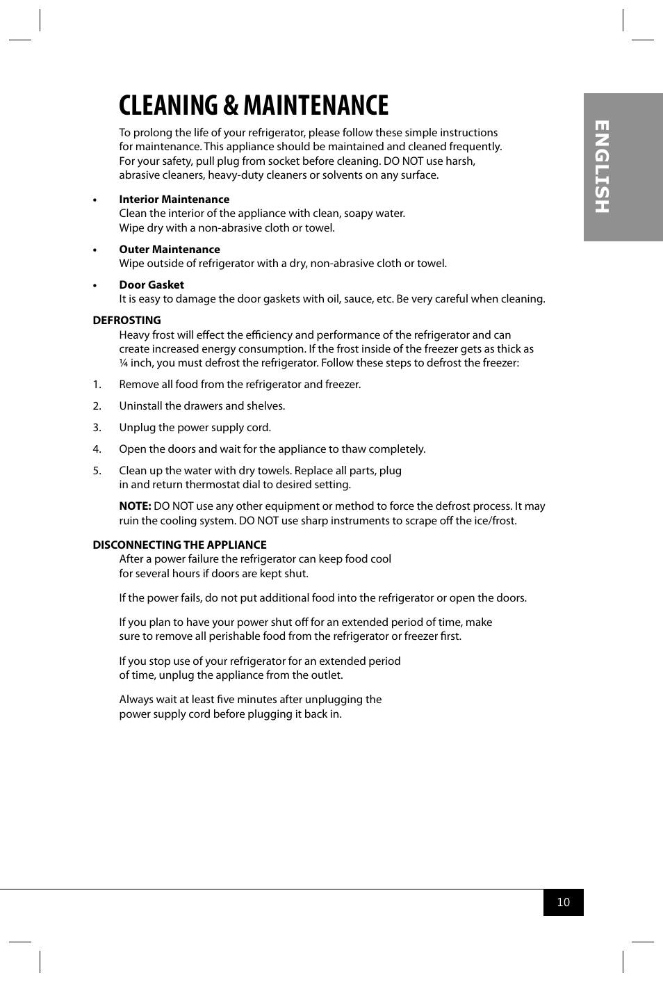 Cleaning & maintenance, En g li s h | Nostalgia Electrics CRF170 RETRO RED User Manual | Page 12 / 33
