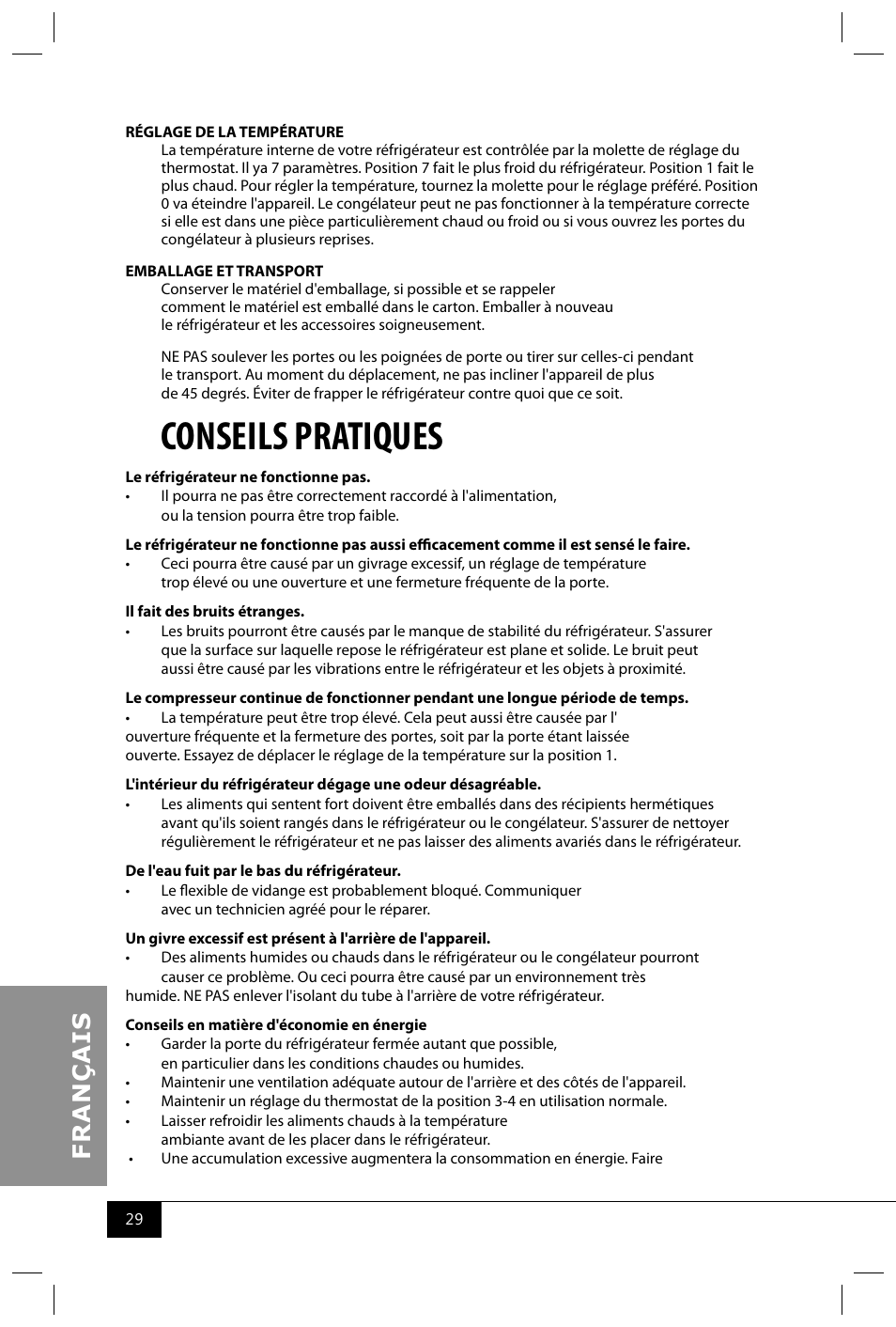 Conseils pratiques | Nostalgia Electrics CRF170 RETRO RED User Manual | Page 31 / 33