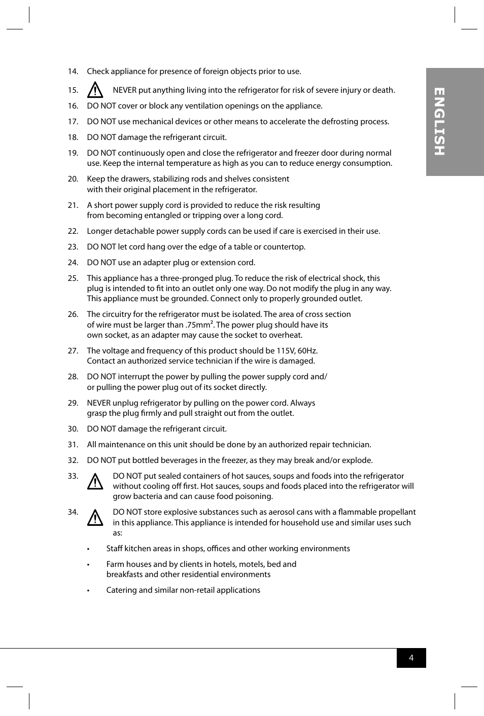 En g li s h | Nostalgia Electrics CRF170 RETRO RED User Manual | Page 6 / 33