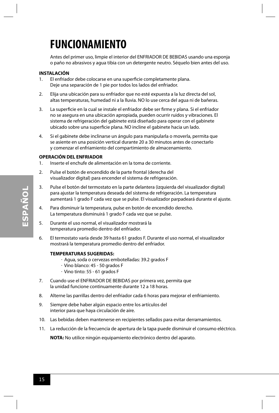 Funcionamiento | Nostalgia Electrics BPC700 SERIES User Manual | Page 17 / 28