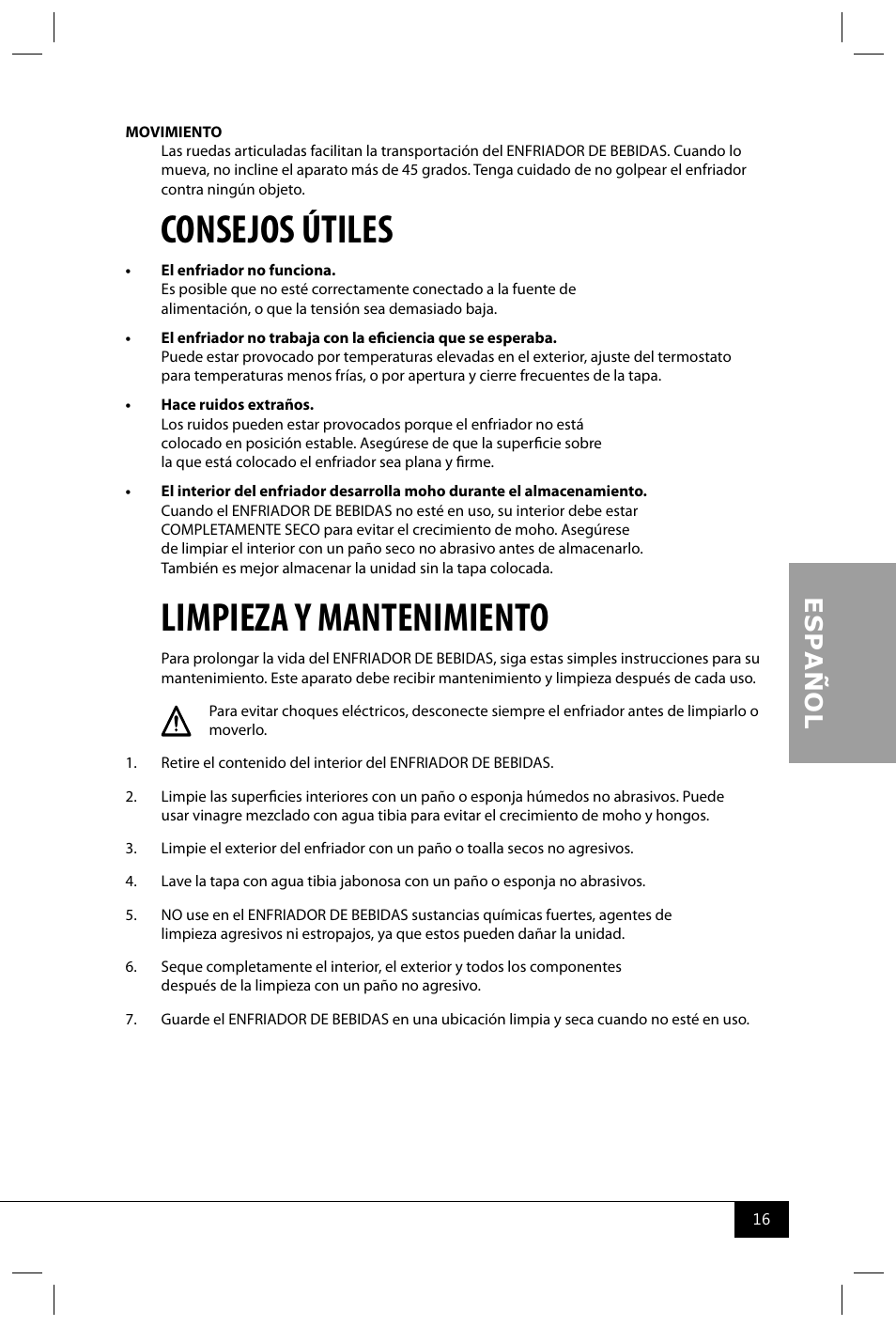 Consejos útiles, Limpieza y mantenimiento | Nostalgia Electrics BPC700 SERIES User Manual | Page 18 / 28