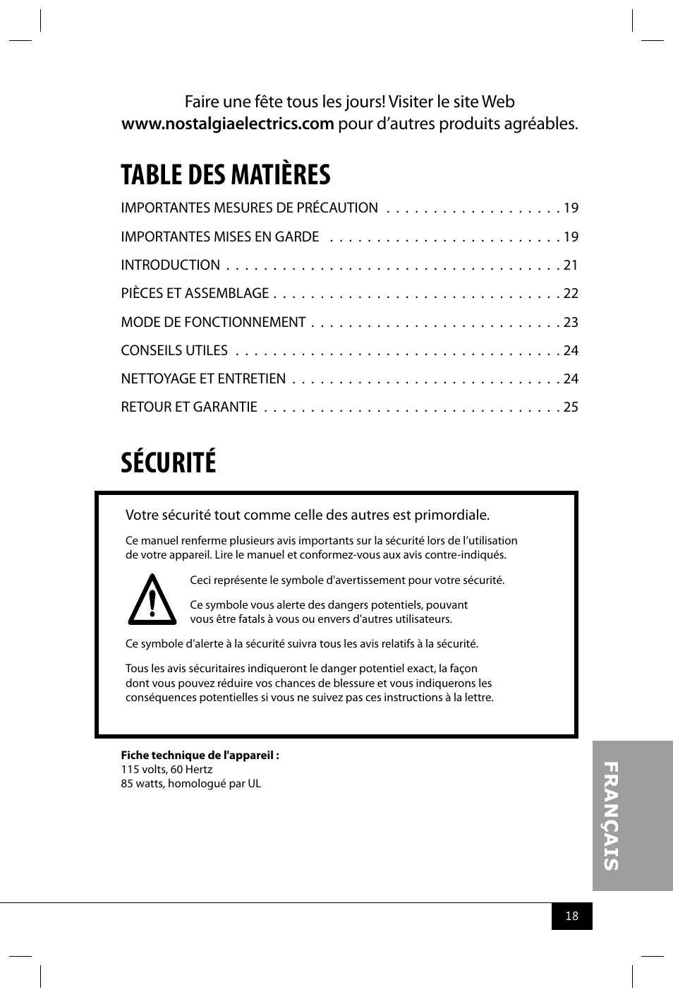 Nostalgia Electrics BPC700 SERIES User Manual | Page 20 / 28