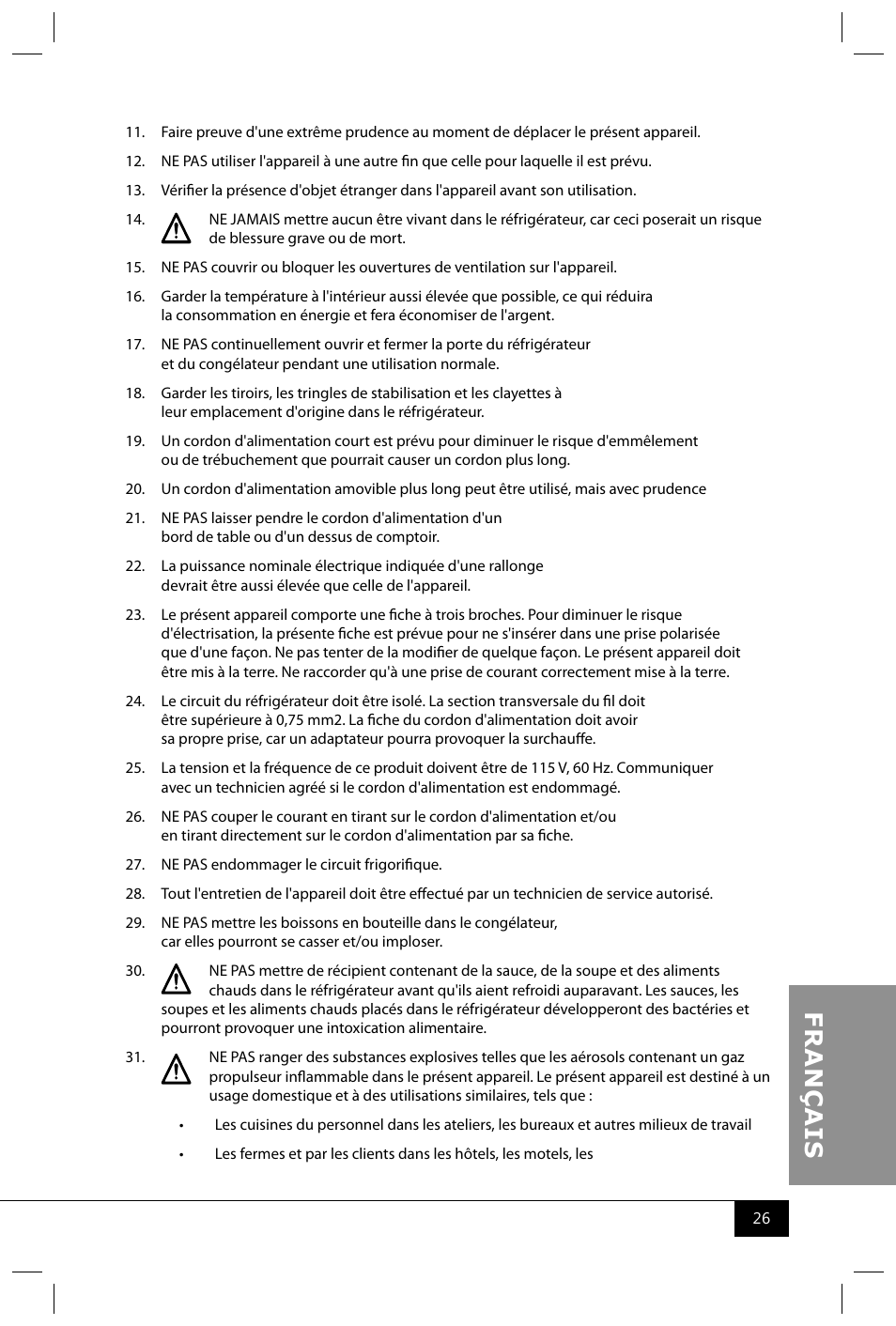 Nostalgia Electrics RRF325 SERIES User Manual | Page 28 / 36