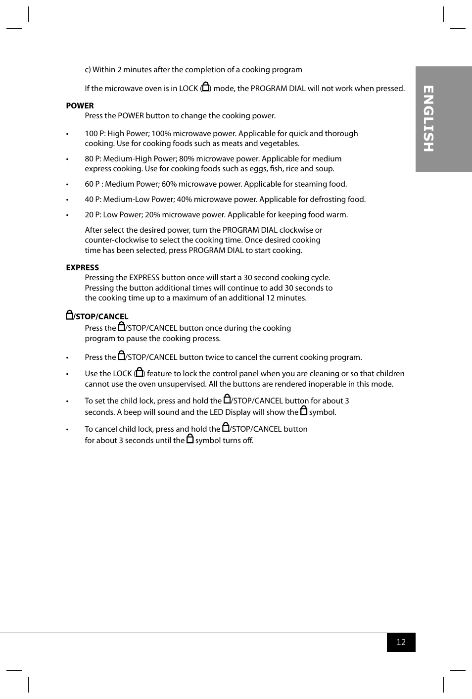En g li s h | Nostalgia Electrics RMO400 SERIES User Manual | Page 14 / 48