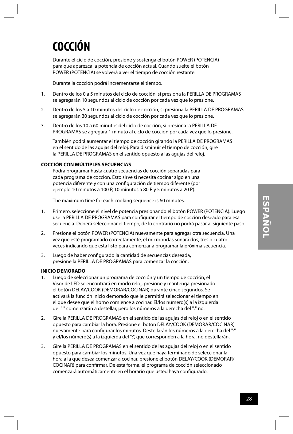 Cocción | Nostalgia Electrics RMO400 SERIES User Manual | Page 30 / 48