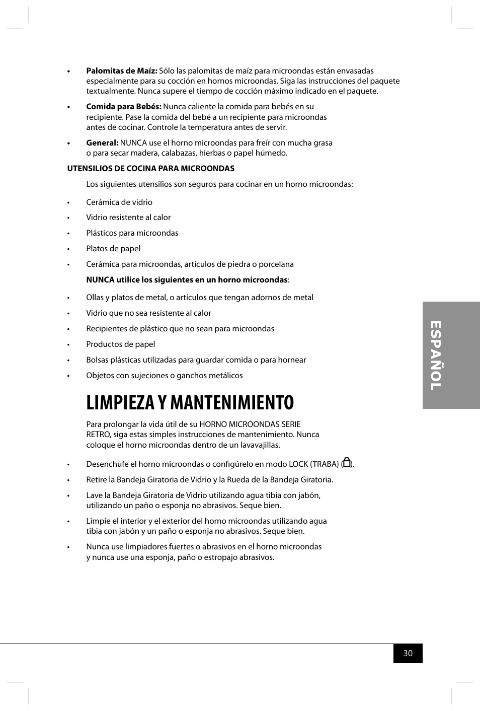 Limpieza y mantenimiento | Nostalgia Electrics RMO400 SERIES User Manual | Page 32 / 48