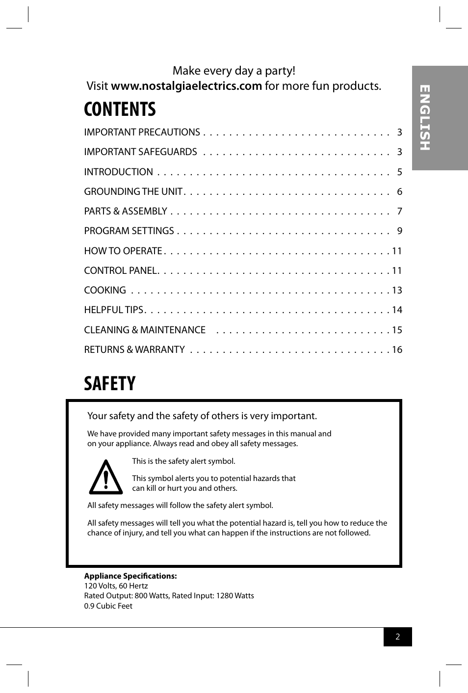 Nostalgia Electrics RMO400 SERIES User Manual | Page 4 / 48