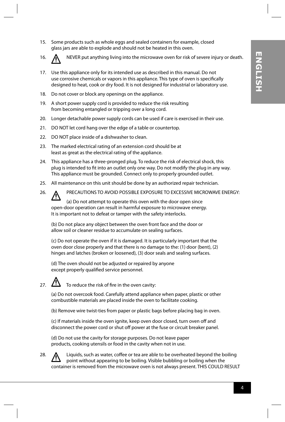 En g li s h | Nostalgia Electrics RMO400 SERIES User Manual | Page 6 / 48