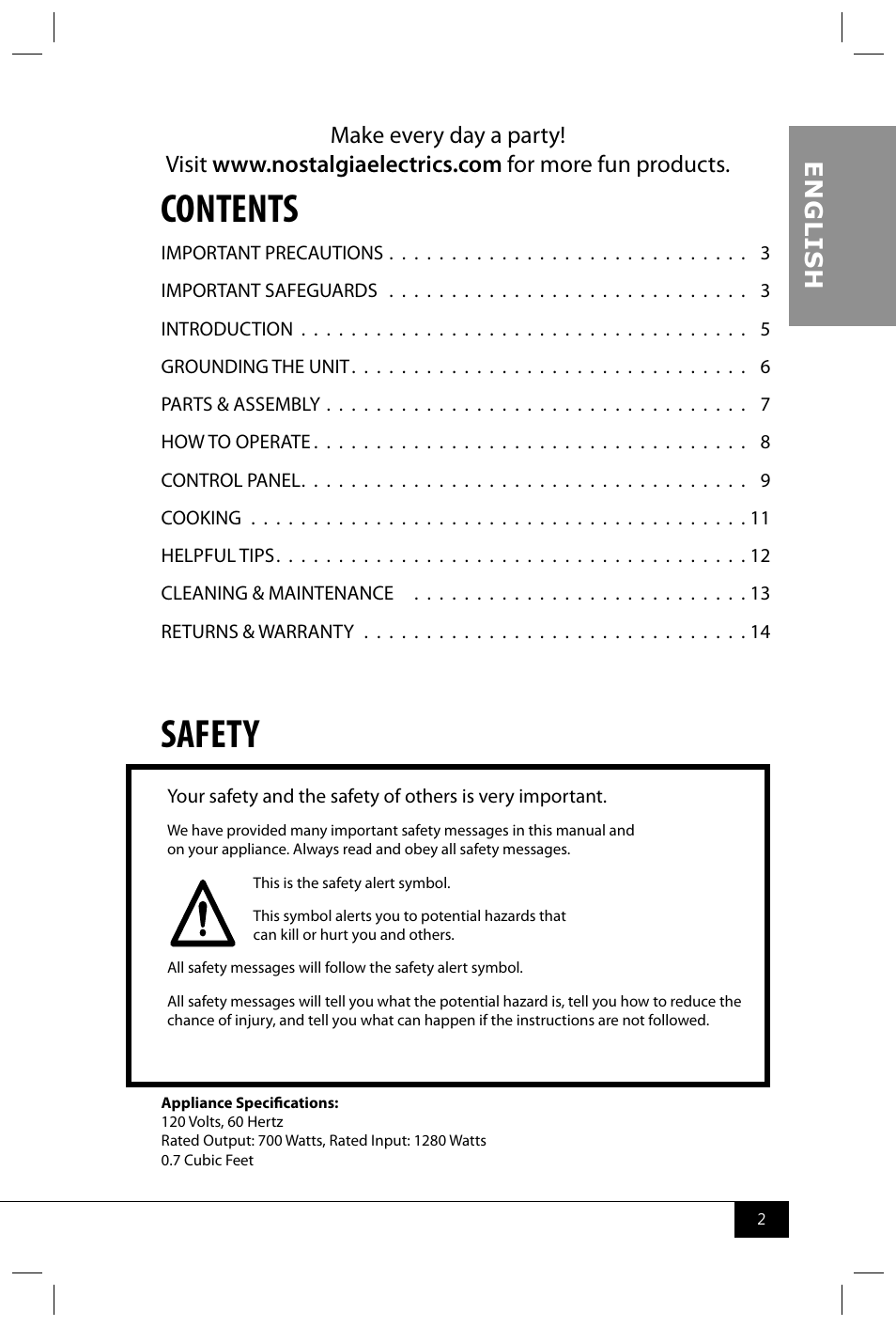 Nostalgia Electrics RMO770 SERIES User Manual | Page 4 / 16