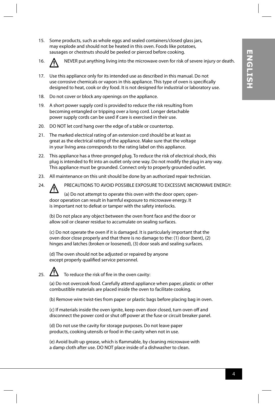 En g li s h | Nostalgia Electrics RMO770 SERIES User Manual | Page 6 / 16