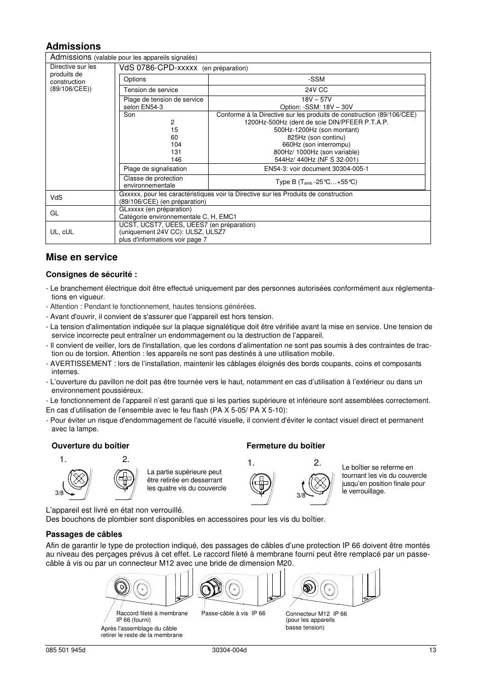 Admissions, Mise en service | Pfannenberg PATROL PA X 5 Series User Manual | Page 13 / 24